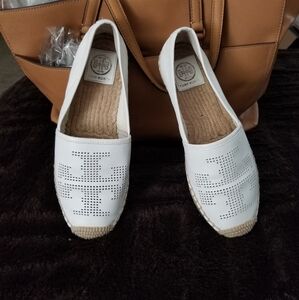 SOLD*** Tory Burch White Espadrille Slip-Ons with Mesh Design